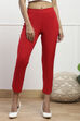 Red Viscose Lycra Solid Pants image number 4
