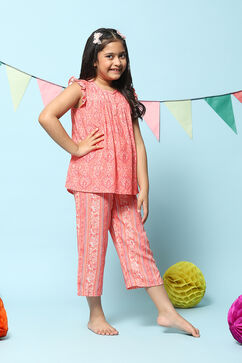 Coral Rayon Printed Sleepwear image number 5