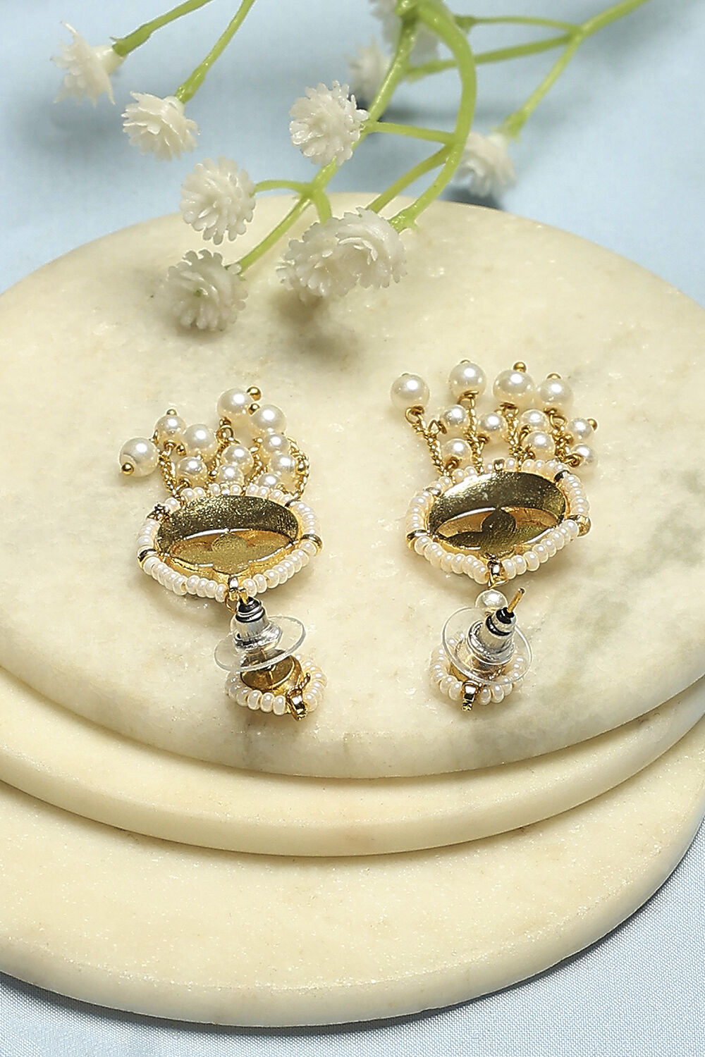 Pink Green Brass Drop & Danglers image number 2