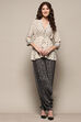 Charcoal Rayon Asymmetric Printed Kurta Set image number 6