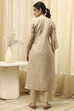 Beige Tissue Printed Unstitched Suit Set image number 5