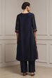 Blue Cotton Blend A-Line Printed Suit Set image number 4