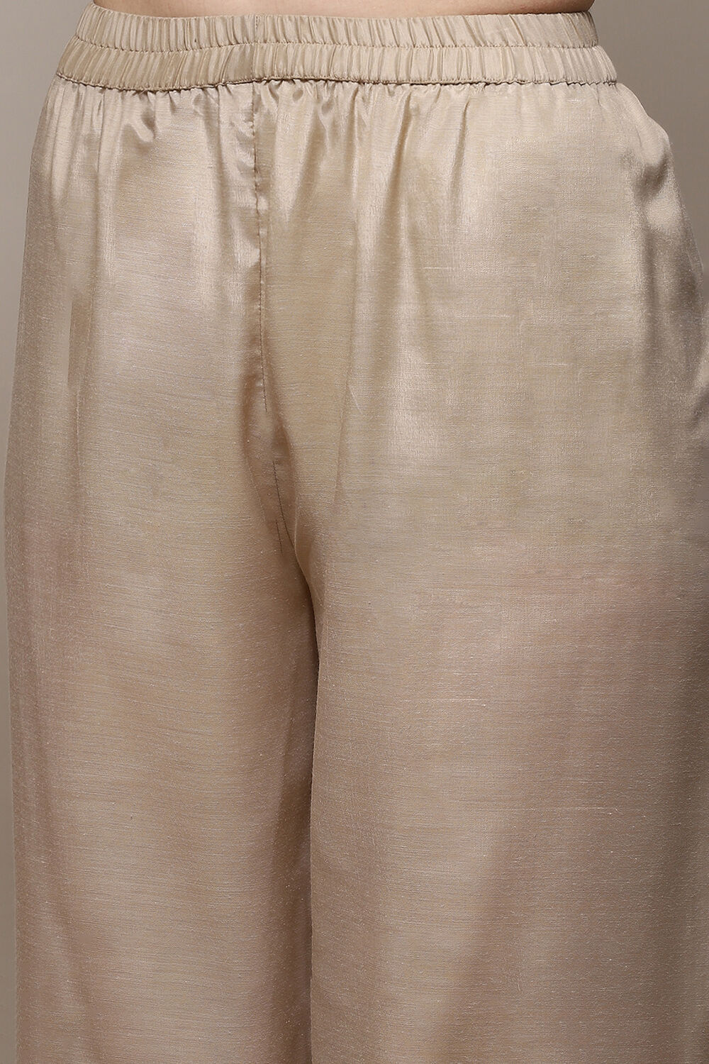 Beige Chanderi Blend Machine Embroidered Unstitched Suit Set image number 3