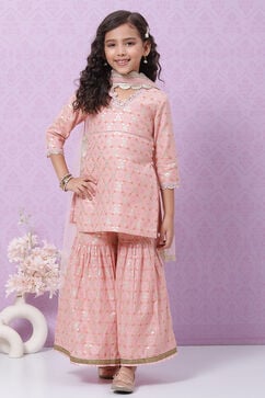 Onion Pink Art Silk Sharara Kurta Garara Suit Set image number 0