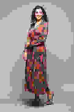 Black Cotton Blend A-Line Printed Dress image number 2