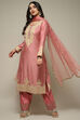 Old Rose Cotton Silk Straight Suit Set