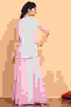 Off-White Embroidered Short Kurta & Palazzo Set image number 5