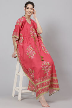 Pink Straight Cotton Printed Sleepwear image number 4