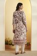 Cream Paisley Printed Poly Linen Kurta Set image number 5