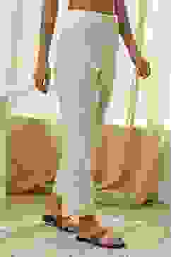 Cream-Colored Cotton Solid Regular Pants image number 3