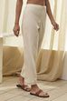 Cream-Colored Cotton Solid Regular Pants image number 3