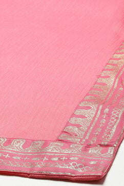 Pink Printed Straight Kurta Slim Pant Suit Set image number 3