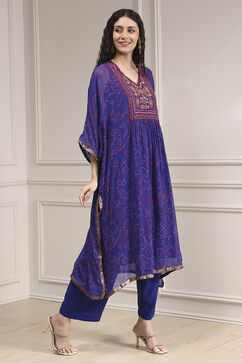 Purple Viscose Straight Printed Fusion Set image number 5
