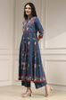 Blue Cotton Printed Anarkali Suit Set image number 3