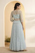 Powder Blue Embroidered Kalidar Fusion Set image number 4
