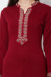 Maroon Poly Cotton Winter Yarndyed Kurta image number 1