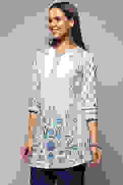 White Cotton Straight Kurti image number 2