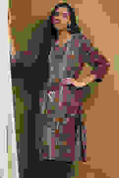 Brown Hand-Block Printed Straight Kurta image number 0