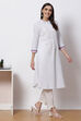 White Blue Cotton Straight Kurta image number 3