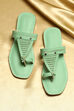 Pista Green Leather Kolhapuri Sandals image number 0