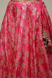 Fuchsia Silk Brocade Straight Embroidered Kurta Lehenga Set image number 2