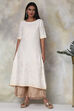 Off White Cotton Flax Printed Kurta image number 2