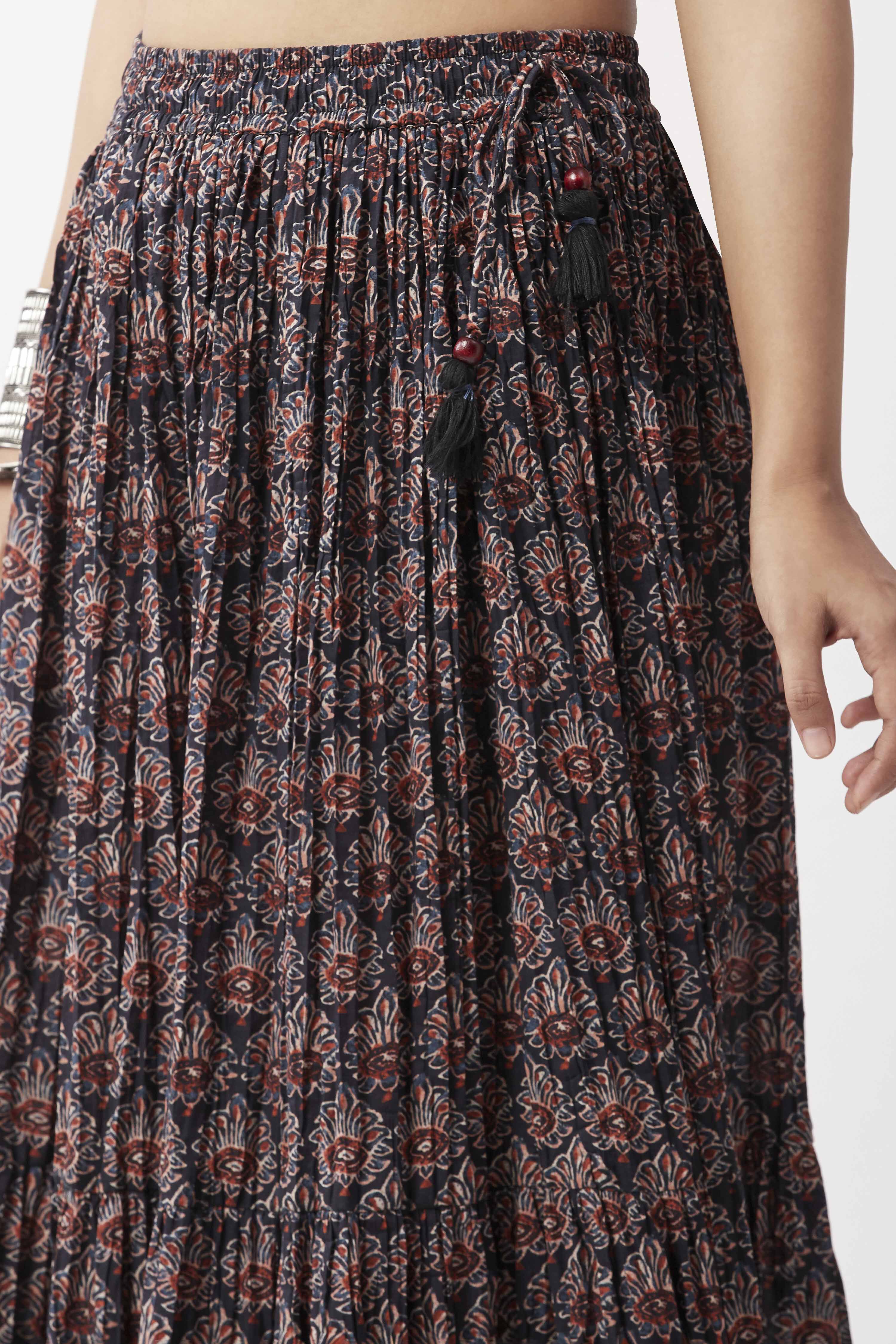 Black Cotton Printed Skirt image number 1