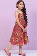 Onion Pink Cotton Tiered Printed Dress image number 3