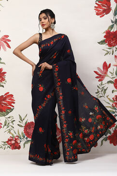 Rohit Bal Indigo Cotton Blend Saree image number 0