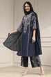 Blue Pure Cotton Printed Straight Suit Set image number 2