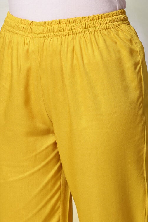 Mustard Rayon Straight Kurta Pants Set image number 2