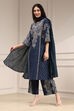 Blue Pure Cotton Printed Straight Suit Set image number 4