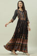 Black Rayon Flared Printed Dress image number 2