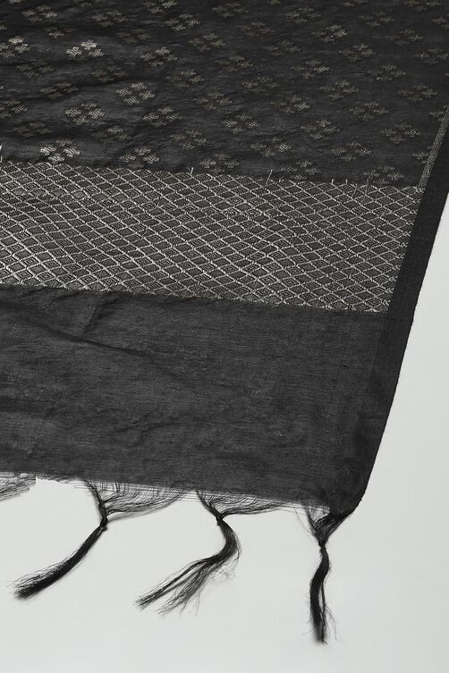 Black Poly Metalic Yarndyed Dupatta image number 1