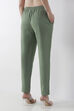 Blue Cotton Slim Pants image number 5