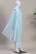 Blue Cotton Printed Embroidered Unstitched Suit Set image number 4