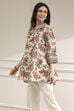 Off-White and Red Cotton A-Line Shirt image number 2