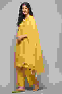 Lime Yellow Cotton Straight Suit Set image number 4