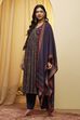Blue Viscose Rayon Gathered Suit Set image number 3
