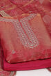 Pink Tissue Hand Embroidered Unstitched Suit Set image number 5