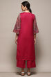 Fuchsia Cotton Blend Straight Yarndyed 2 Piece Set image number 4