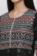 Black Cotton Flax Printed Kurta image number 1