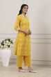 Yellow Cotton Straight Suit Set image number 5