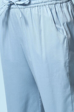 Blue Cotton Blend Capris image number 1