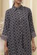 Black Printed Shirt-Style Straight Co-ord Set image number 1