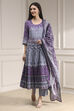 Lilac Cotton Printed Anarkali Suit Set image number 6