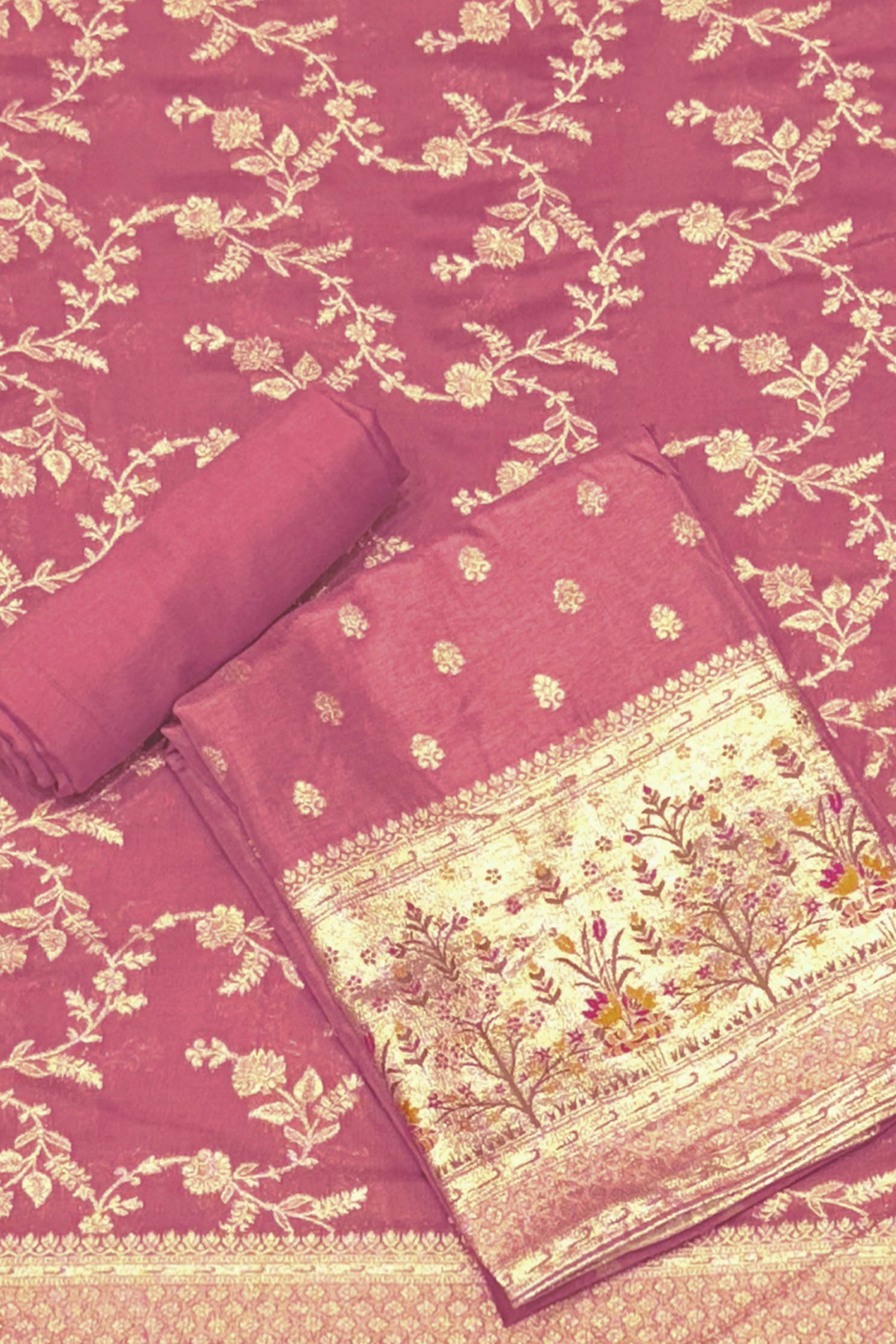 Mustard Jacquard Printed Unstitched Suit Set image number 0