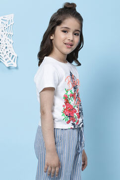 White Cotton Printed Top image number 3