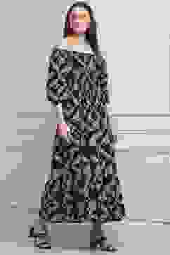 Black Cotton Tiered Dress image number 4