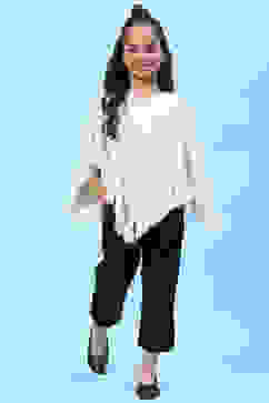 Off White Nylon Yarndyed Top image number 5